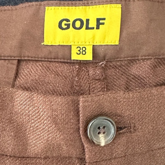 Men's - GOLF WANG Brown Grand Logo Linen Trouser Pant - Size 38 - Picture 16 of 16